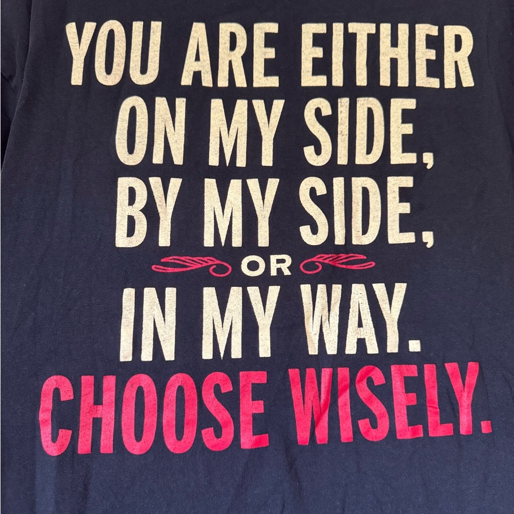 Navy Blue Graphic Tee with Red Accents 0103